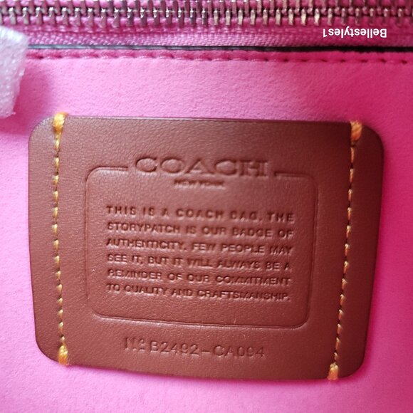 COACH Willow Saddle Pebbled Leather Saddle Crossbody Bag- Vivid Pink 🎈$265. - Picture 15 of 16